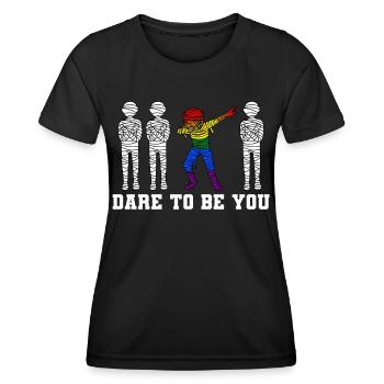 Dabbing Mummy LGBTQ Gay Lesbian Trans Pride - T-shirt sport Femme - noir - Devant - AI Model Female 172 light (172cm)