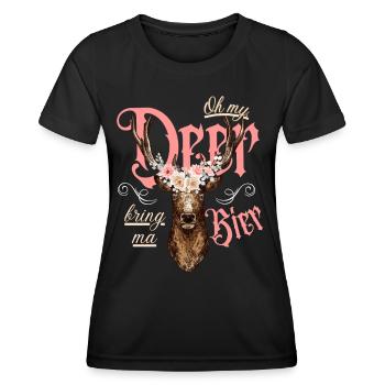 Dirndl Dirndlersatz mit lustigem Bier Spruch - Frauen Funktions-T-Shirt - Schwarz - Vorne - AI Model Female 172 light (172cm)