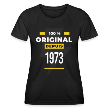100 % original depuis 1973 CADEAU Anniversaire - T-shirt sport Femme - noir - Devant - AI Model Female 172 light (172cm)