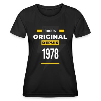 100 % original depuis 1978 CADEAU Anniversaire - T-shirt sport Femme - noir - Devant - AI Model Female 172 light (172cm)