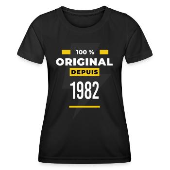 100 % original depuis 1982 CADEAU Anniversaire - T-shirt sport Femme - noir - Devant - AI Model Female 172 light (172cm)