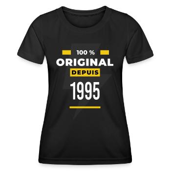100 % original depuis 1995 CADEAU Anniversaire - T-shirt sport Femme - noir - Devant - AI Model Female 172 light (172cm)