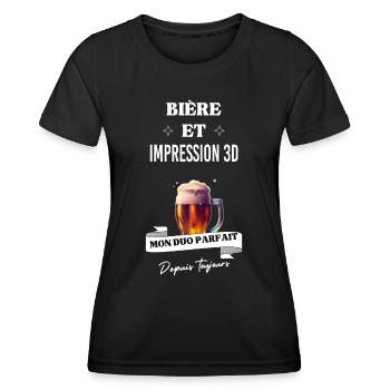 Bière Mon duo parfait depuis et impression 3D - T-shirt sport Femme - noir - Devant - AI Model Female 172 light (172cm)