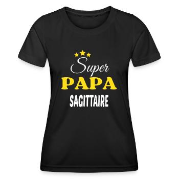 Super Papa SAGITTAIRE ANNIVERSAIRE - T-shirt sport Femme - noir - Devant - AI Model Female 172 light (172cm)