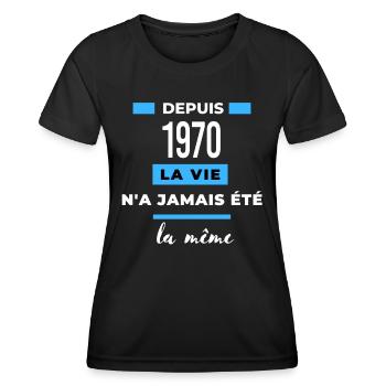 La vie n'a jamais été la même dépuis 1970 - T-shirt sport Femme - noir - Devant - AI Model Female 172 light (172cm)