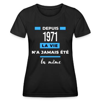 La vie n'a jamais été la même dépuis 1971 - T-shirt sport Femme - noir - Devant - AI Model Female 172 light (172cm)