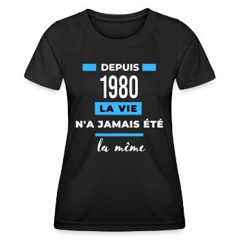 La vie n'a jamais été la même dépuis 1980 - T-shirt sport Femme - noir - Devant - AI Model Female 172 light (172cm)