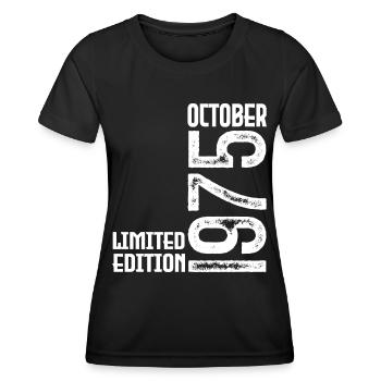 Oktober 1975 Geschenk zum Jahrestag. Oktober 1975. - Frauen Funktions-T-Shirt - Schwarz - Vorne - AI Model Female 172 light (172cm)