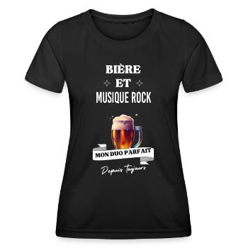 Bière Mon duo parfait depuis et musique rock - T-shirt sport Femme - noir - Devant - AI Model Female 172 light (172cm)