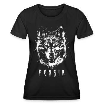 Wolfskopf Wolf Schädel Fenrir Nordischer Gott - Frauen Funktions-T-Shirt - Schwarz - Vorne - AI Model Female 172 light (172cm)