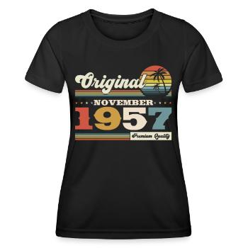 66e anniversaire mari Vintage 1957 Vintage rétro - T-shirt sport Femme - noir - Devant - AI Model Female 172 light (172cm)