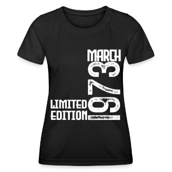 Birthday Gift March 1973. March 1973. March - Women's Functional T-Shirt - black - Front - AI Model Female 172 light (172cm)