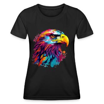 Aigle coloré Pygargue à tête blanche éclaboussure de couleur - T-shirt sport Femme - noir - Devant - AI Model Female 172 light (172cm)