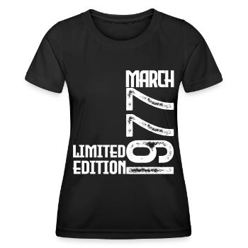 March 1977 Anniversary Gift. March 1977. March - Women's Functional T-Shirt - black - Front - AI Model Female 172 light (172cm)