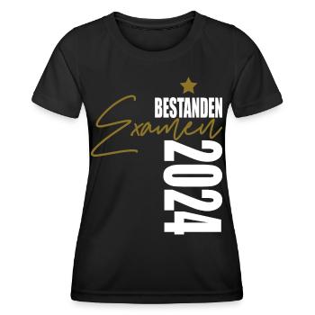 Examen 2024 bestanden - Frauen Funktions-T-Shirt - Schwarz - Vorne - AI Model Female 172 light (172cm)