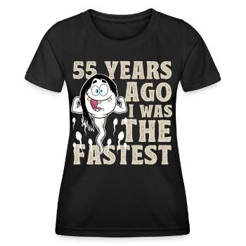 55e anniversaire dictons drôles - T-shirt sport Femme - noir - Devant - AI Model Female 172 light (172cm)