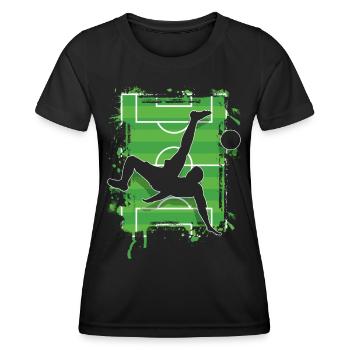 Football overhead kick - Women's Functional T-Shirt - black - Front - AI Model Female 172 light (172cm)