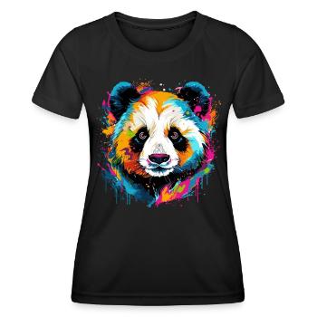 Bunter Panda Farbkleckse Farbspritzer - Frauen Funktions-T-Shirt - Schwarz - Vorne - AI Model Female 172 light (172cm)