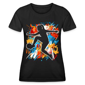 Soccer féminin Soccer féminin Football féminin Soccer féminin - T-shirt sport Femme - noir - Devant - AI Model Female 172 light (172cm)