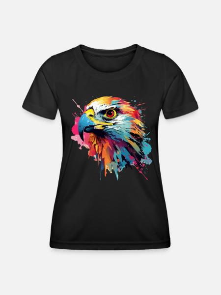 Bunter Falke Farbkleckse Farbspritzer - Frauen Funktions-T-Shirt - Schwarz