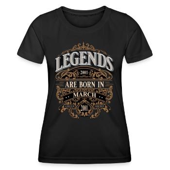 2001 March Born Birthday Year of birth - Women's Functional T-Shirt - black - Front - AI Model Female 172 light (172cm)