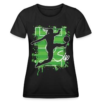 6th Birthday Footballer Soccer - Women's Functional T-Shirt - black - Front - AI Model Female 172 light (172cm)