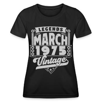 Vintage-Jubiläumsgeschenk März 1975, März 1975. - Frauen Funktions-T-Shirt - Schwarz - Vorne - AI Model Female 172 light (172cm)