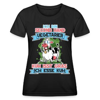 Ich Bin Second Hand Vegetarier Kuh Isst Gras - Frauen Funktions-T-Shirt - Schwarz - Vorne - AI Model Female 172 light (172cm)