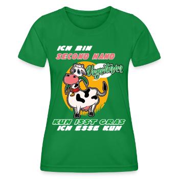 Ich Bin Second Hand Vegetarier Kuh Isst Gras - Frauen Funktions-T-Shirt - Kelly Green - Vorne - AI Model Female 172 dark (172cm)