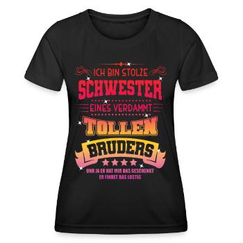 Proud sister of a great brother sibling - Women's Functional T-Shirt - black - Front - AI Model Female 172 light (172cm)