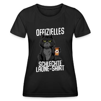 Offizielles schlechte Laune Shirt Katze black - Frauen Funktions-T-Shirt - Schwarz - Vorne - AI Model Female 172 light (172cm)