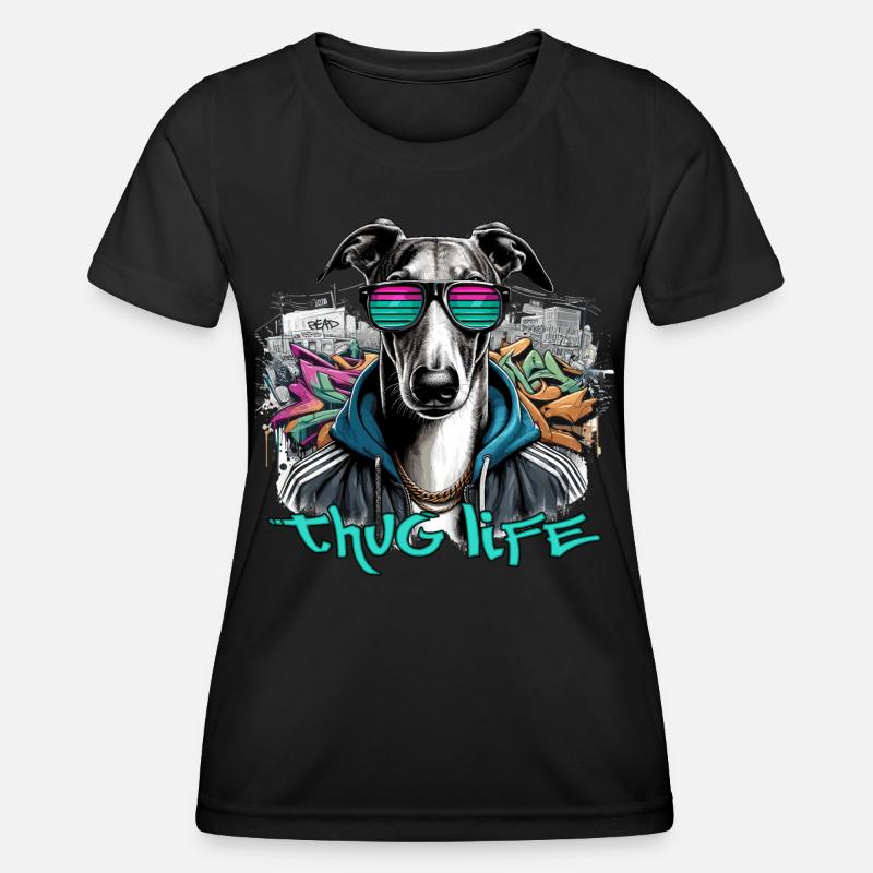 Greyhound Gangster Life Graffiti Gift - Women's Functional T-Shirt - black