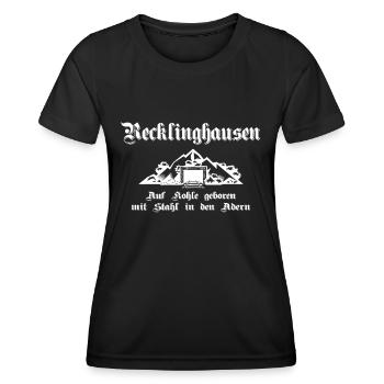 Recklinghausen Auf Kohle geboren mit Stahl - Frauen Funktions-T-Shirt - Schwarz - Vorne - AI Model Female 172 light (172cm)