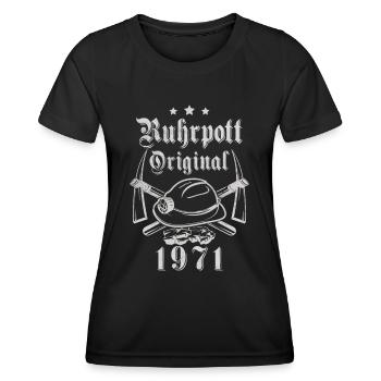 1971 Geburtstag Ruhrpott Original Hacke Helm - Frauen Funktions-T-Shirt - Schwarz - Vorne - AI Model Female 172 light (172cm)