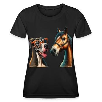 Hipster Pals Porträt - Frauen Funktions-T-Shirt - Schwarz - Vorne - AI Model Female 172 light (172cm)