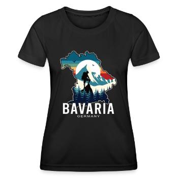 Bavaria Retro Sunrise Landscape - Women's Functional T-Shirt - black - Front - AI Model Female 172 light (172cm)