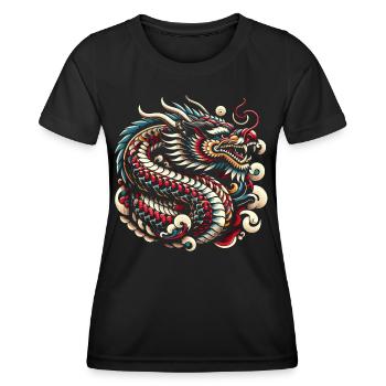 Majestätischer orientalischer Drache - Frauen Funktions-T-Shirt - Schwarz - Vorne - AI Model Female 172 light (172cm)