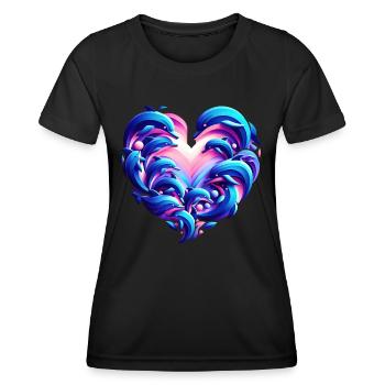 Delfin Liebesherz Fusion - Frauen Funktions-T-Shirt - Schwarz - Vorne - AI Model Female 172 light (172cm)