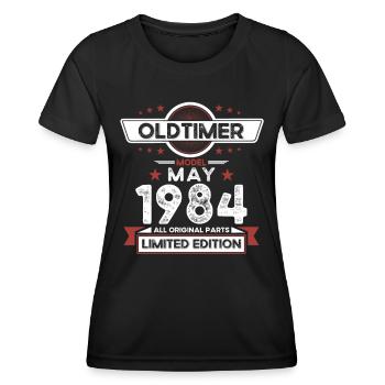 40th Birthday Man Vintage May Vintage 1984 - Women's Functional T-Shirt - black - Front - AI Model Female 172 light (172cm)