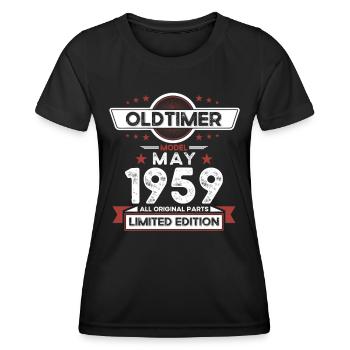 65. Geburtstag Mann Oldtimer Mai Jahrgang 1959 - Frauen Funktions-T-Shirt - Schwarz - Vorne - AI Model Female 172 light (172cm)