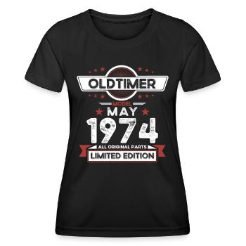 50th Birthday Man Vintage May Vintage 1974 - Women's Functional T-Shirt - black - Front - AI Model Female 172 light (172cm)
