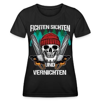 Fichten Sichten Vernichten Baumfäller Holzfäller - Frauen Funktions-T-Shirt - Schwarz - Vorne - AI Model Female 172 light (172cm)