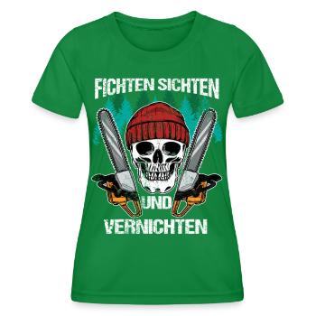 Fichten Sichten Vernichten Baumfäller Holzfäller - Frauen Funktions-T-Shirt - Kelly Green - Vorne - AI Model Female 172 dark (172cm)