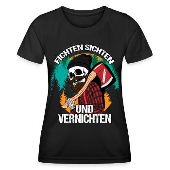 Holzfäller Fichten Sichten Vernichten Baumfäller - Frauen Funktions-T-Shirt - Schwarz - Vorne - AI Model Female 172 light (172cm)
