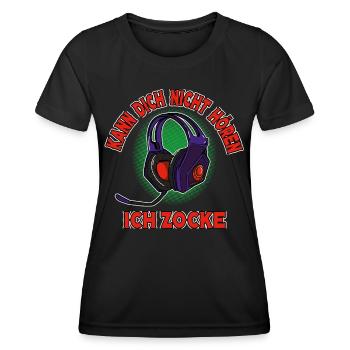 Je ne t’entends pas, je joue, je joue - T-shirt sport Femme - noir - Devant - AI Model Female 172 light (172cm)