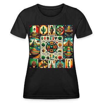 Mexikanischer Loteria Charm - Frauen Funktions-T-Shirt - Schwarz - Vorne - AI Model Female 172 light (172cm)