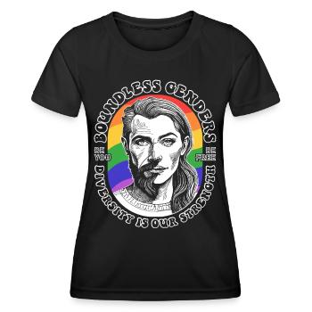 Diversity Shirt : LGBTQ et force illimitée. - T-shirt sport Femme - noir - Devant - AI Model Female 172 light (172cm)