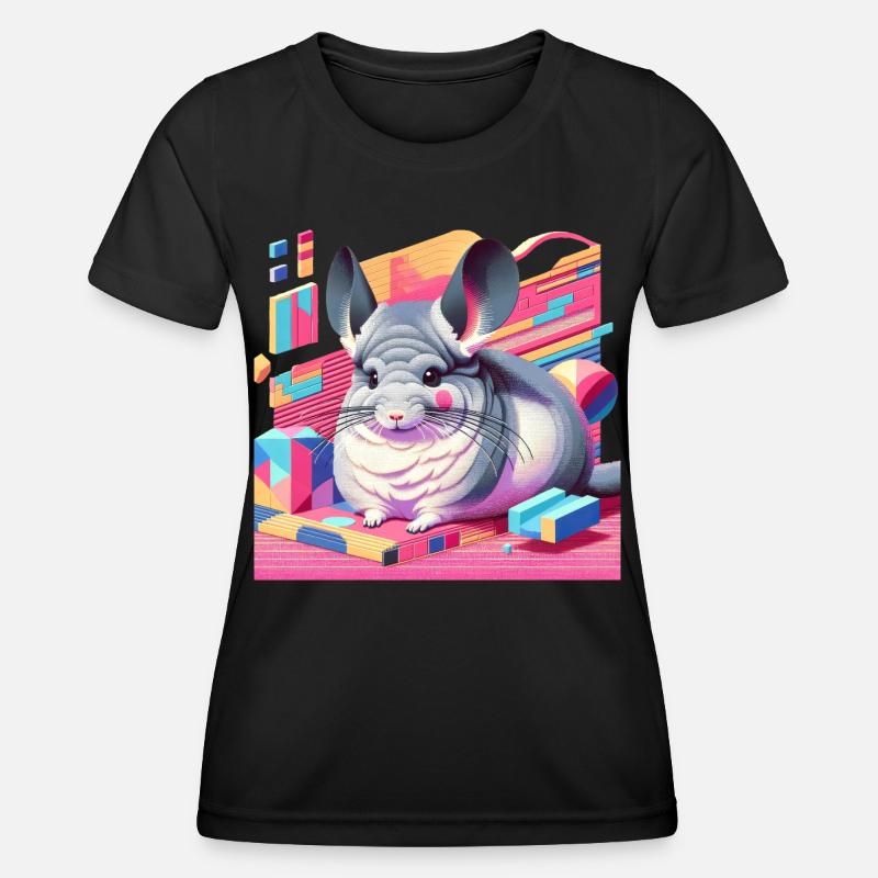 Chinchilla Neon Retro - Women's Functional T-Shirt - black
