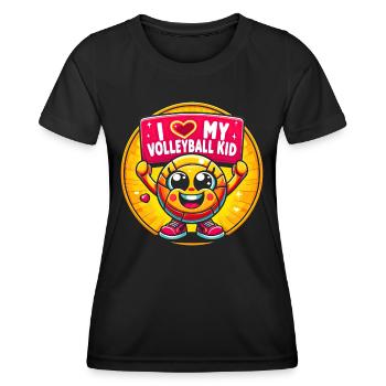 Fröhliches Volleyball-Maskottchen - Frauen Funktions-T-Shirt - Schwarz - Vorne - AI Model Female 172 light (172cm)