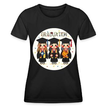 Abschlussfeier Fröhliches Trio - Frauen Funktions-T-Shirt - Schwarz - Vorne - AI Model Female 172 light (172cm)